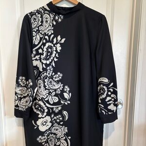 Zara Women’s NWT Black and Cream Elegant Long Sleeve Wedding Guest Dress XL